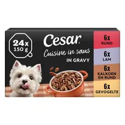 Cesar Alu Hondenvoer Multi-pack Kuipje Cuisine in Saus 24 x 150 gr