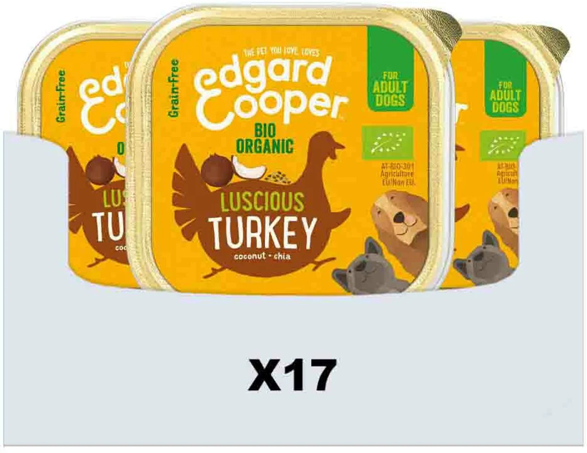 17x Edgard & Cooper Kuipje Vers Vlees Hondenvoer Bio Kalkoen 100 gr