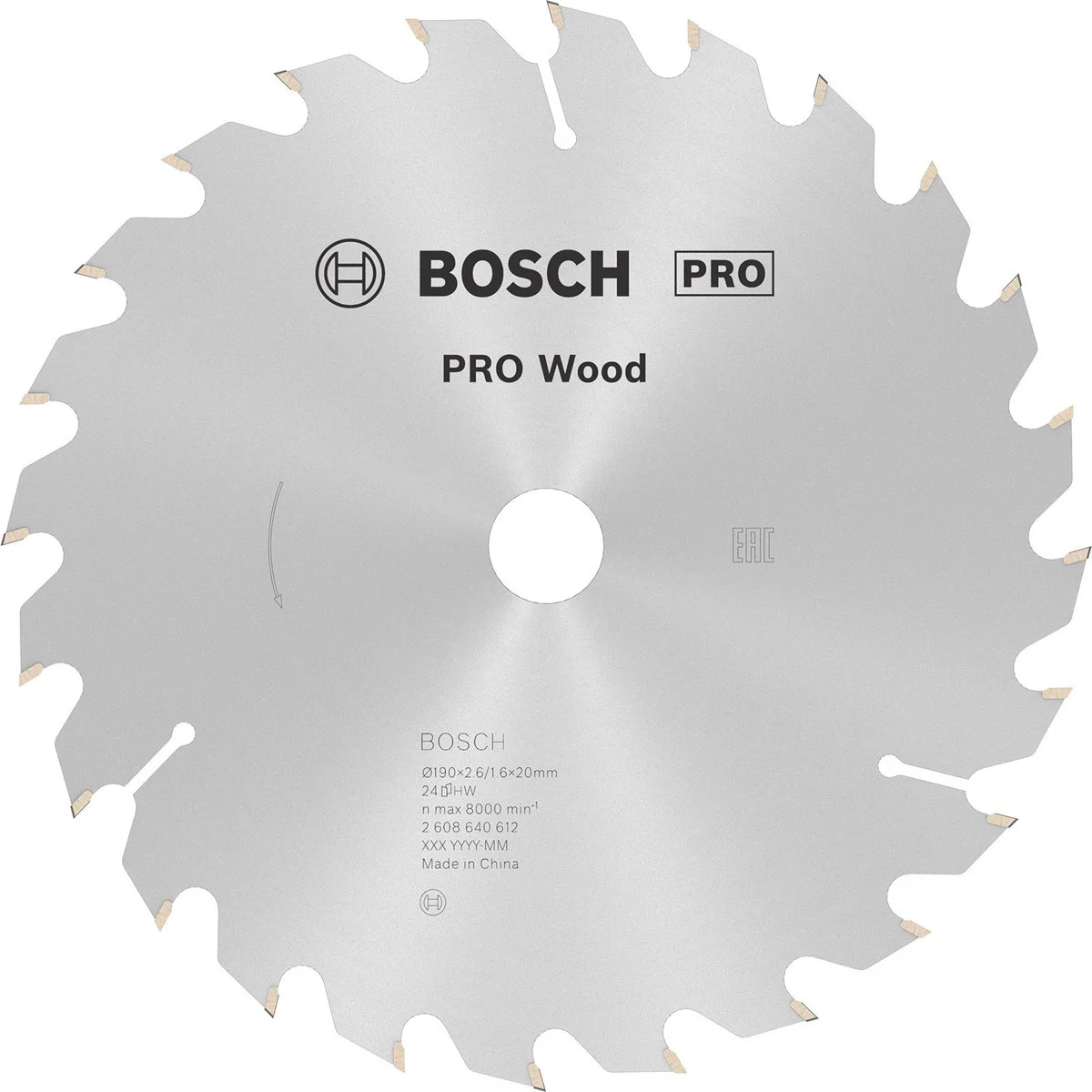 Bosch Professional Cirkelzaagblad PRO Wood | Ø 190 x 2,6 x 20mm 24T - 2608640612
