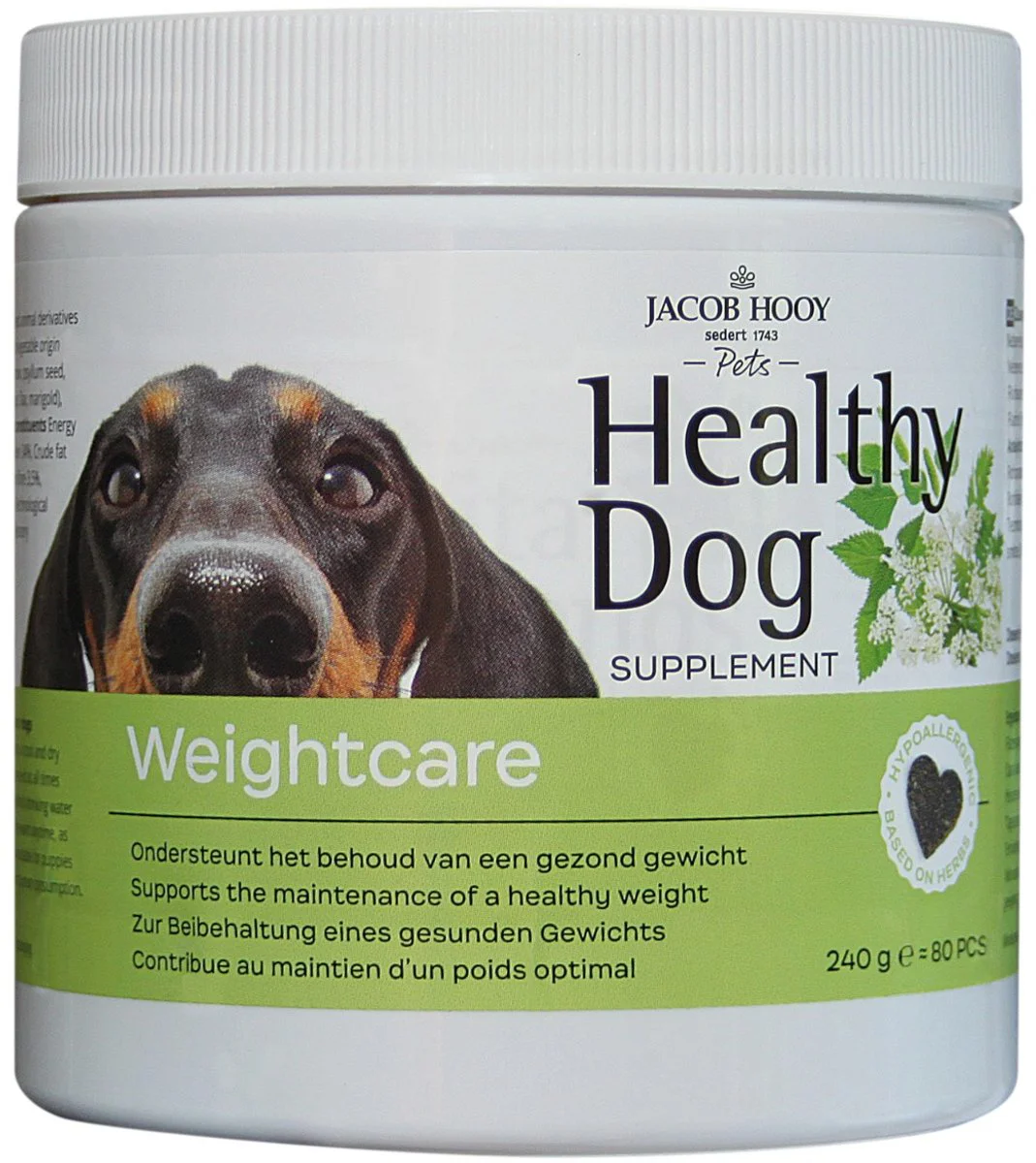 Jacob Hooy Pets Healthy Dog weightcare 80ST