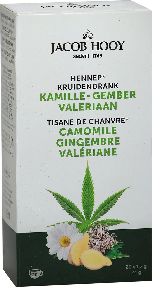 Jacob Hooy Hennep Kamille Gember Valeriaan Kruidendrank 20ST