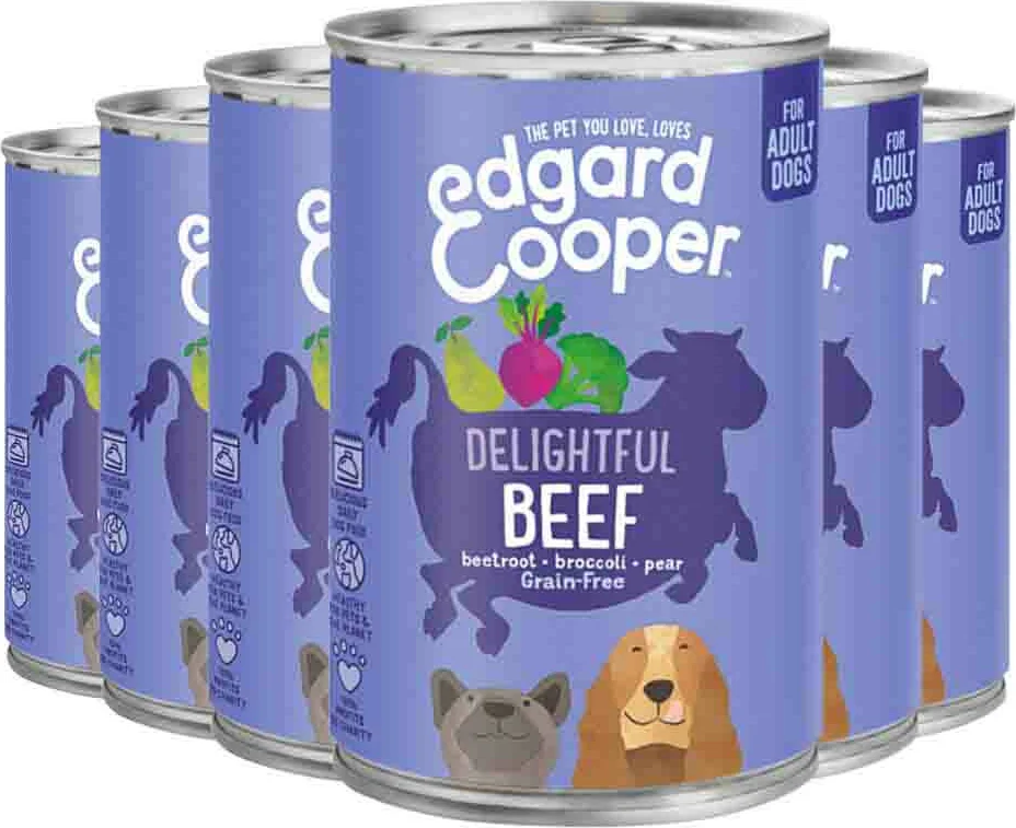 6x Edgard & Cooper Blik Vers Vlees Hondenvoer Rund 400 gr
