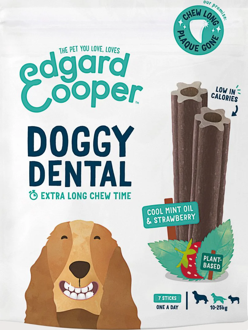 Edgard & Cooper Doggy Dental Sticks Medium Aardbei - Frisse Muntolie