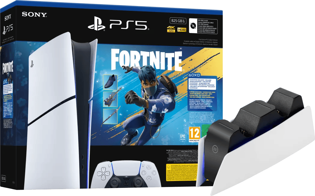 Sony PlayStation 5 Slim Digital Edition Fortnite bundel + Oplaadstation