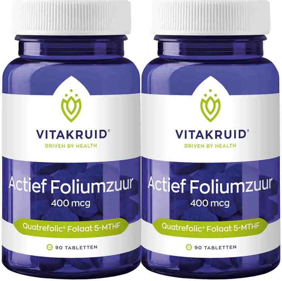 2x Vitakruid Actief Foliumzuur 400 Mcg 90 tabletten
