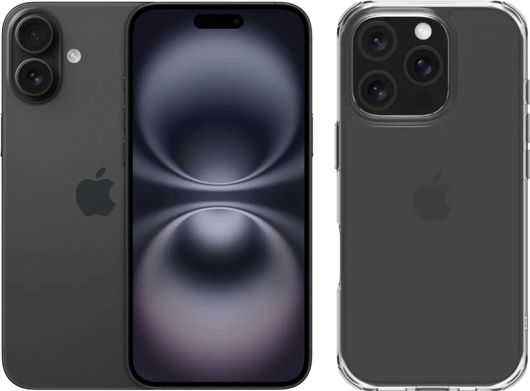 Apple iPhone 16 128GB Zwart + BlueBuilt Protective Back Cover Transparant