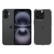 Apple iPhone 16 128GB Zwart + BlueBuilt Protective Back Cover Transparant