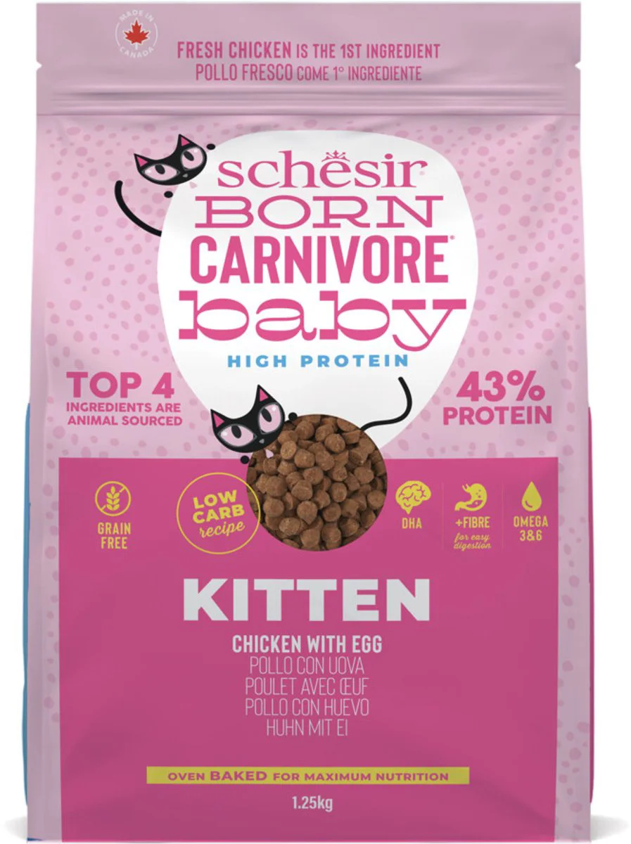 Schesir Born Carnivore Kitten Kattenvoer Chicken & Egg 1,25 kg