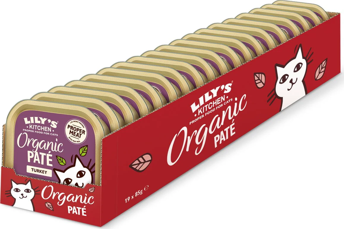 19x Lily's Kitchen Kattenvoer Nat Organic Paté Kalkoen 85 gr