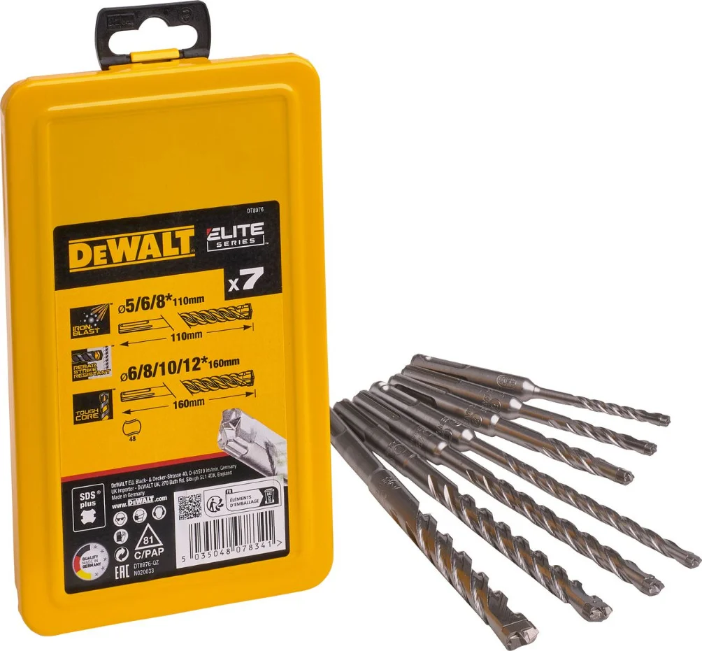 DeWALT DT8976 Borenset SDS-Plus XLR 4-snijder 7-delig in metalen cassette