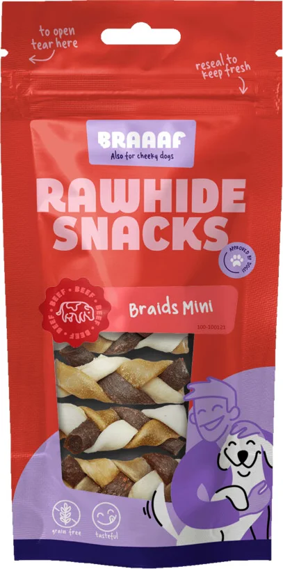 Braaaf Hondensnack Twister Vlecht Mini 6 cm 60 gr