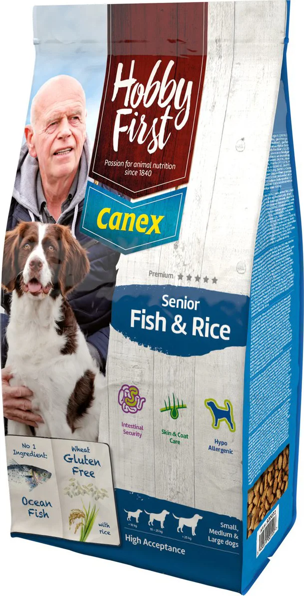 HobbyFirst Canex Hondenvoer Senior Vis & Rijst 12 kg