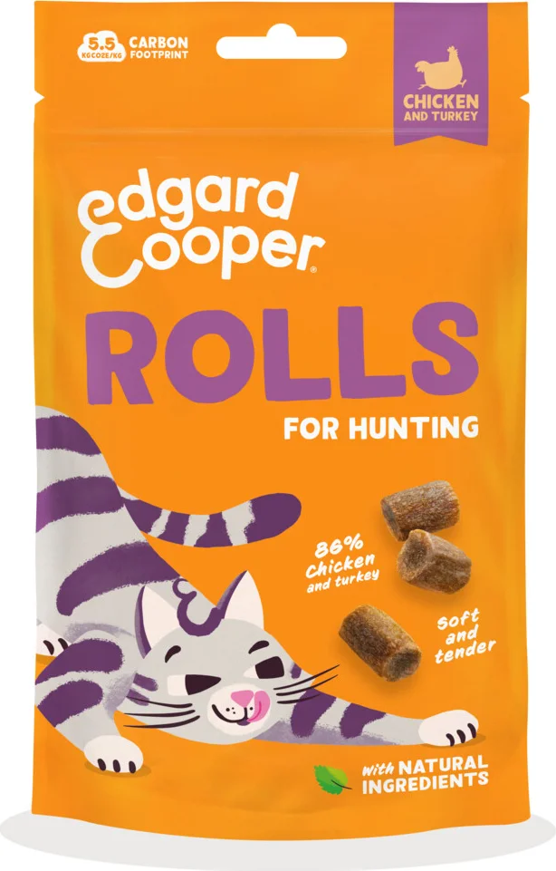 Edgard & Cooper Adult Rolls Kattensnack Kip & Kalkoen 45 gr