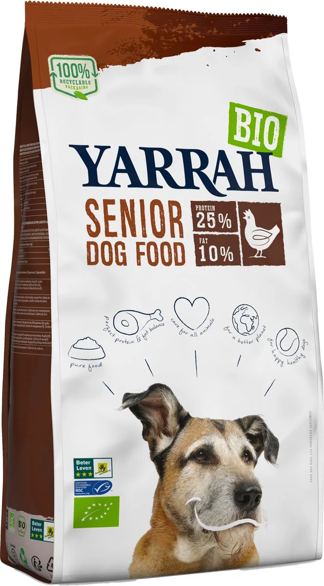Yarrah Bio Hondenvoer Senior Kip 10 kg