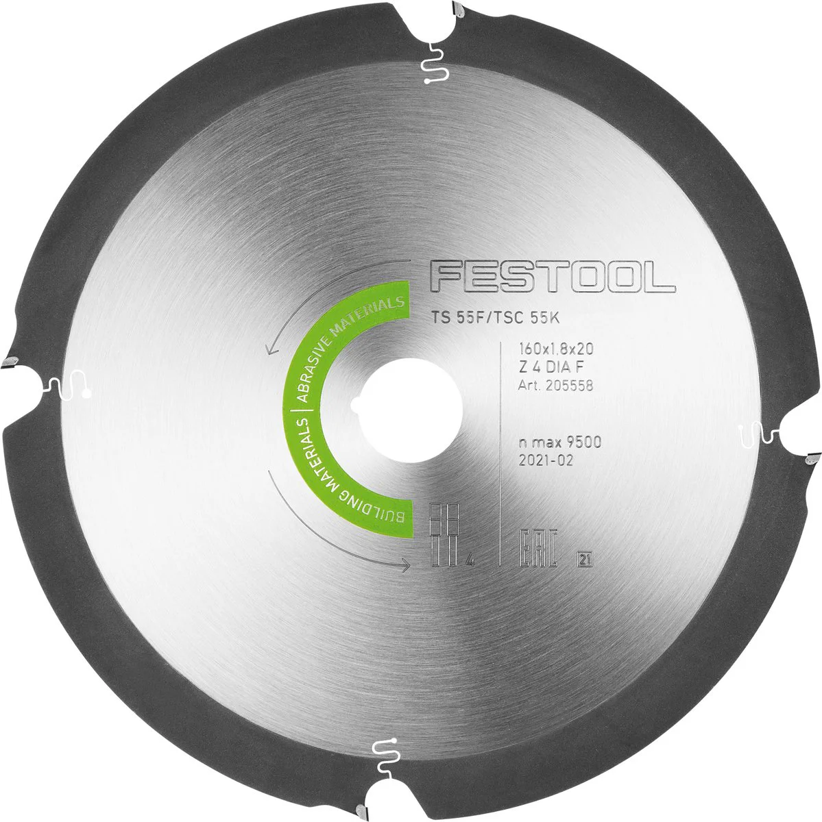 Festool Cirkelzaagblad voor Cementplaten | Abrasive Materials | Ø 160mm Asgat 20mm 4T - 205558