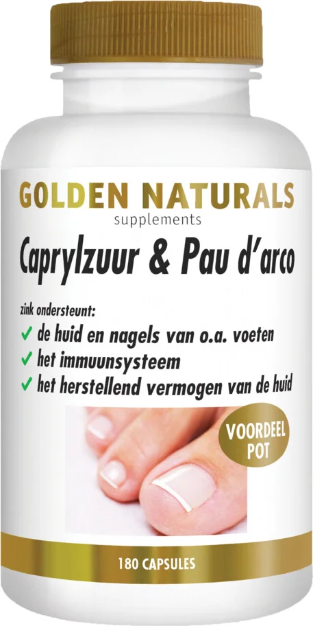 2x Golden Naturals Caprylzuur & Pau d'arco Probiotica 180 vegacapsules