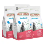 3x Almo Nature Kattenvoer Droog Sterilised Zalm 400 gr