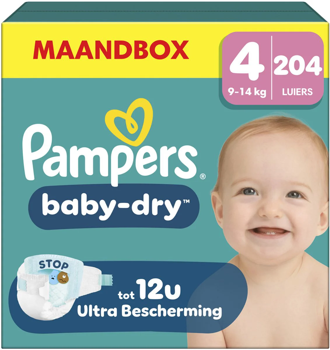 Pampers Baby Dry Luiers Maat 4 (9-14 kg) 204 stuks