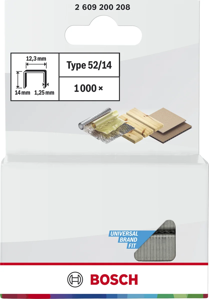 Bosch Professional Nieten type 52 | 14 mm | 12,3 x 1,3 mm | 1000 stuks - 2609200208