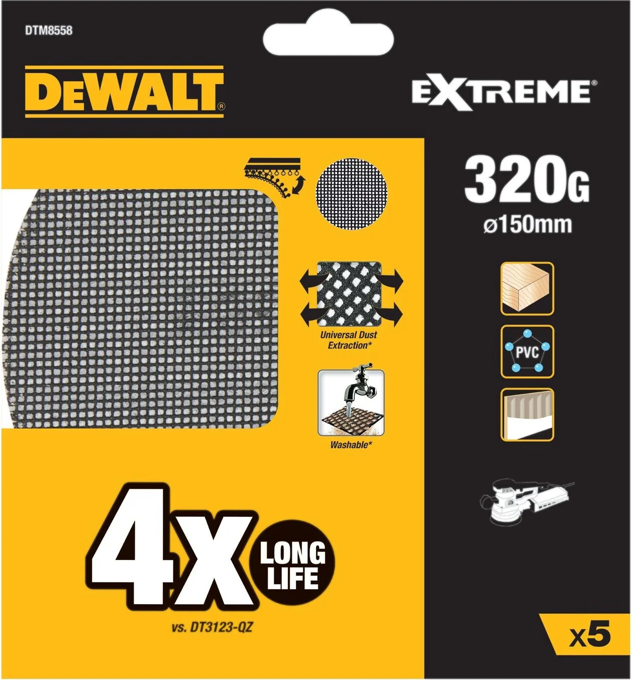 DeWALT DTM8558 Mesh Schuurgaas ø 150mm K320 VE=5