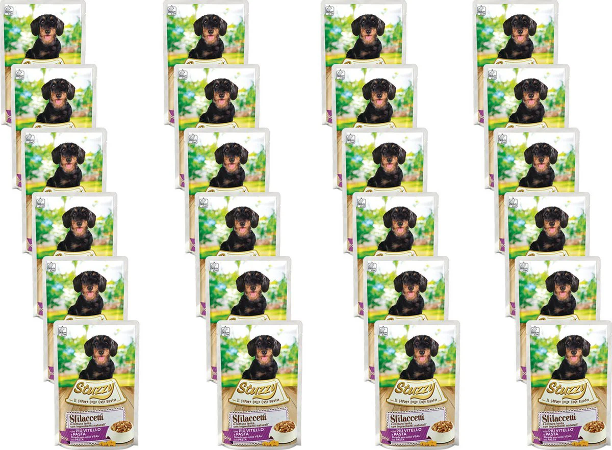 24x Stuzzy Hond Shreds Kalf - Pasta 100 gr