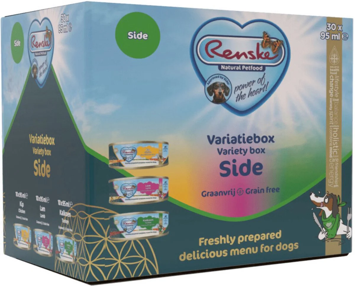 Renske Vers Variatiebox Hondenvoer Nat Side Graanvrij 30 x 95 gr