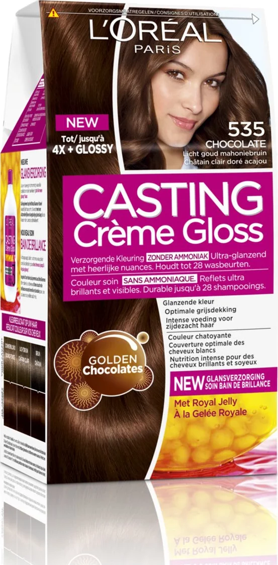 L'Oréal Casting Crème Gloss Semi-Permanente Haarkleuring 535 Licht Goud Mahoniebruin