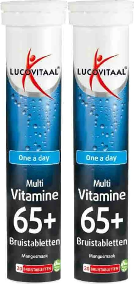 2x Lucovitaal Multi 65+ Bruistabletten Mangosmaak 20 bruistabletten