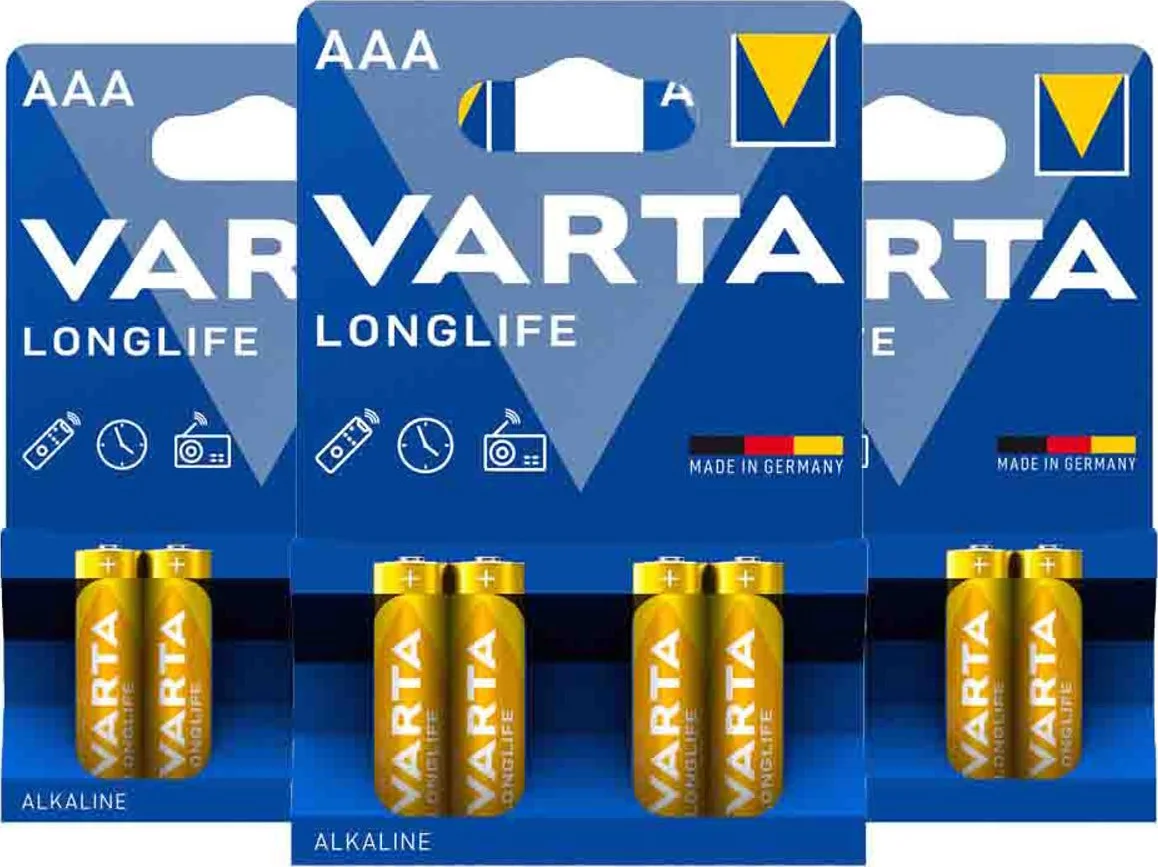 3x Varta Longlife AAA Blister 4 stuks
