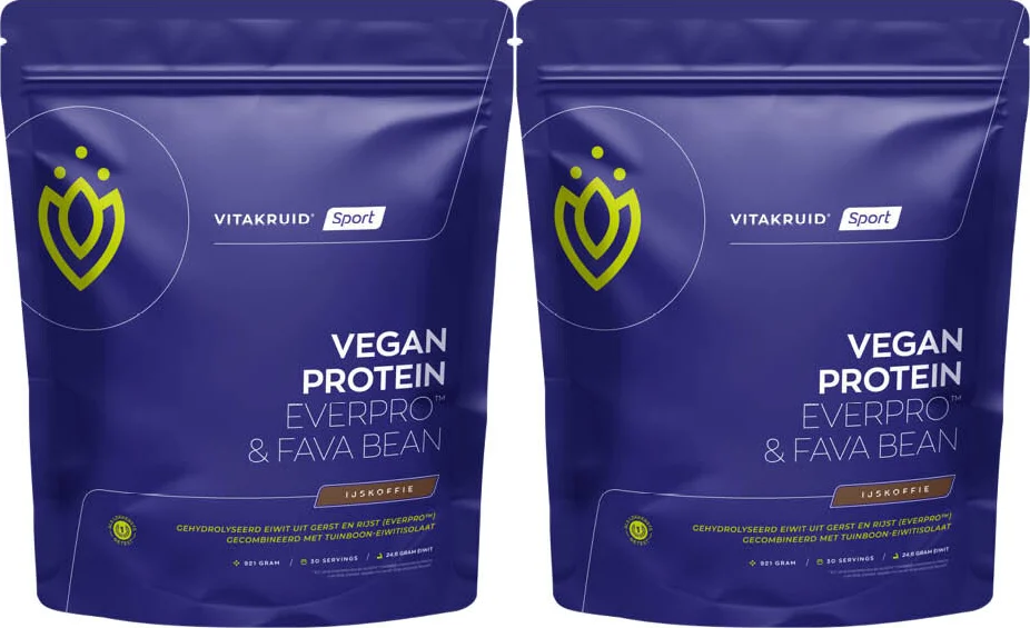 2x Vitakruid Vegan Protein EverPro & Fava Bean IJskoffie 921 gr