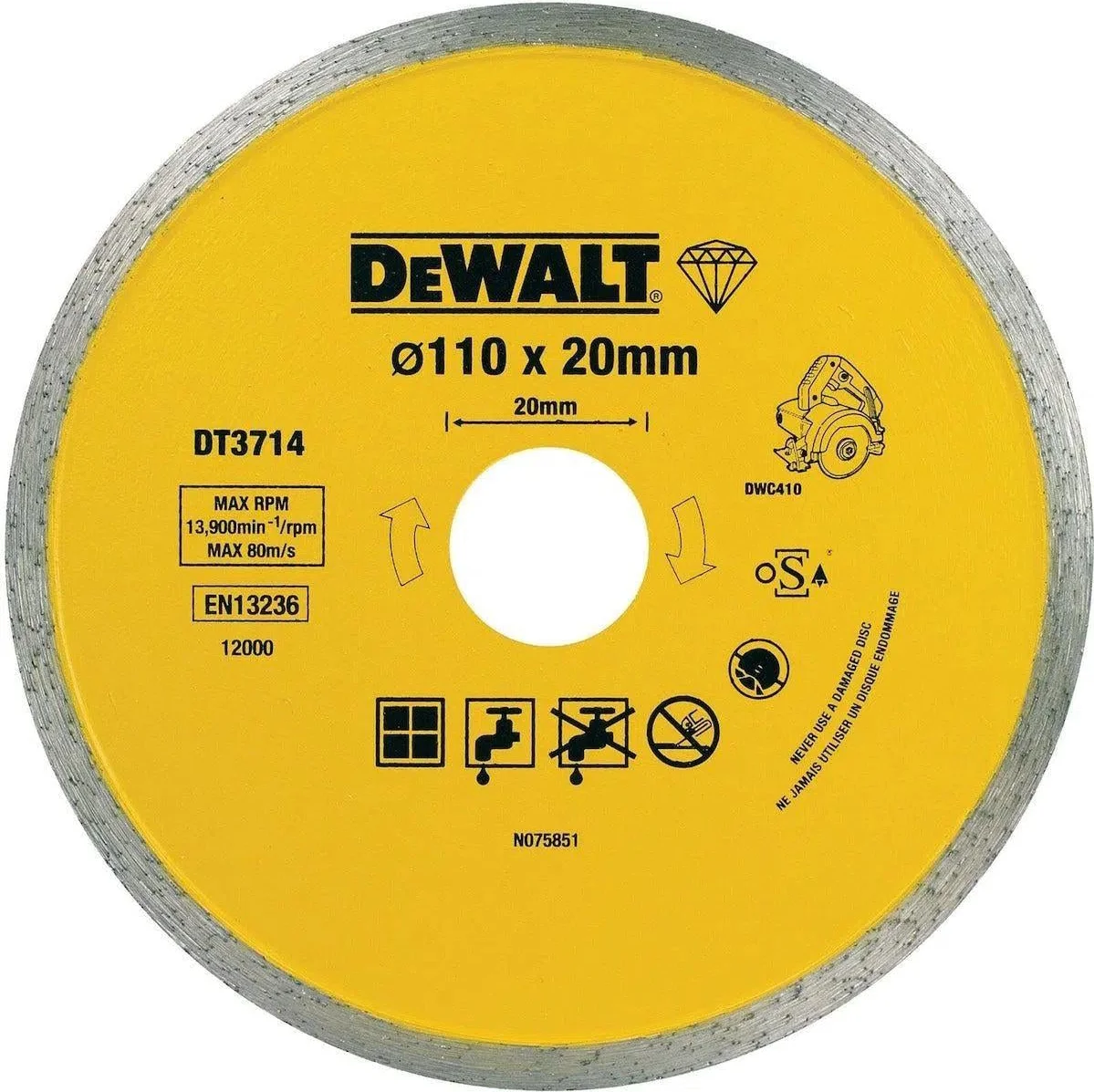 DeWALT DT3714 Diamantzaagblad 110 x 20mm