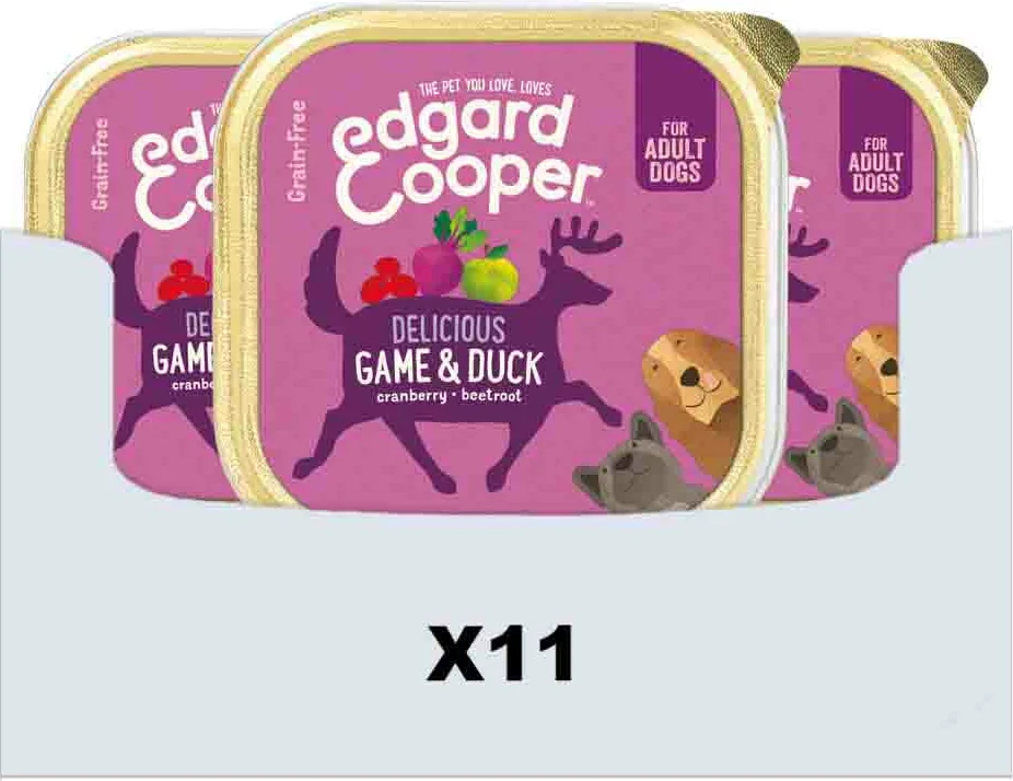 11x Edgard & Cooper Kuipje Vers Vlees Hondenvoer Wild - Eend 150 gr