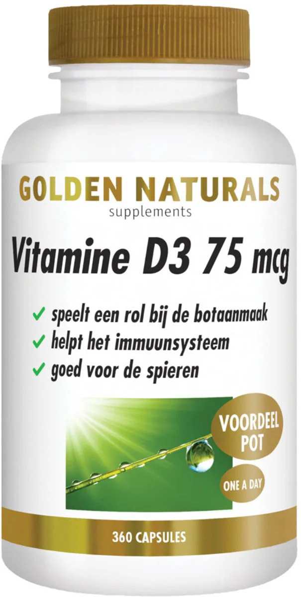 2x Golden Naturals Vitamine D3 75mcg 360 softgels