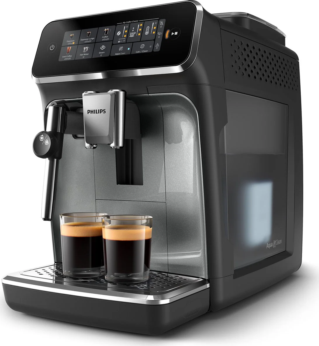 Philips 3300 Series - Espressomachine - 5 Warme & Koude Dranken - Melkopschuimer voor Cappuccino - 40% Stiller - AquaClean Filter - Volautomatisch - Zwart & Zilver - Koffiemachine met bonen - EP3329/70