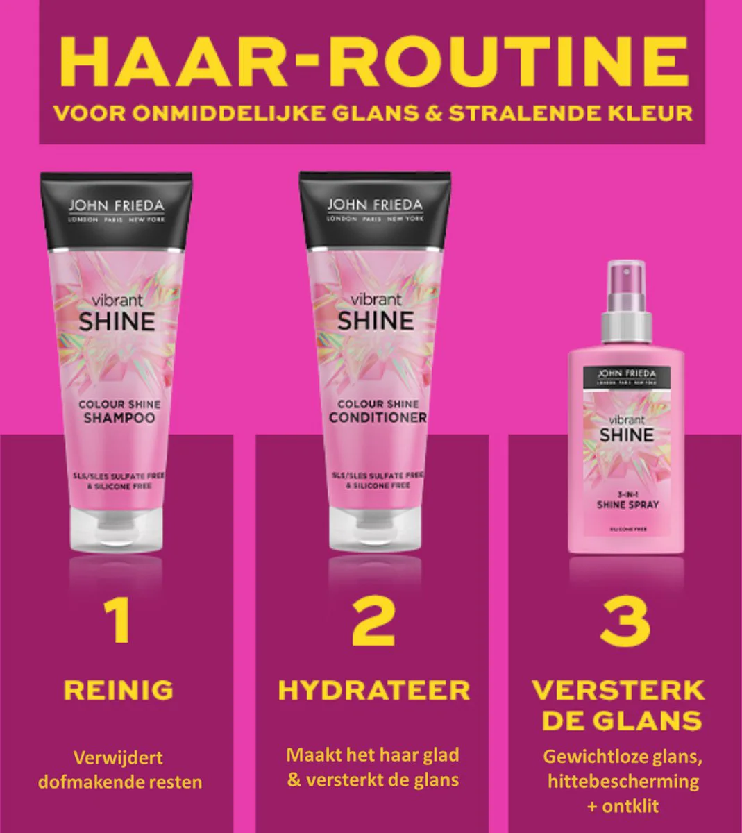 John Frieda Vibrant Shine Colour 3-in-1 Shine Spray 150 ml