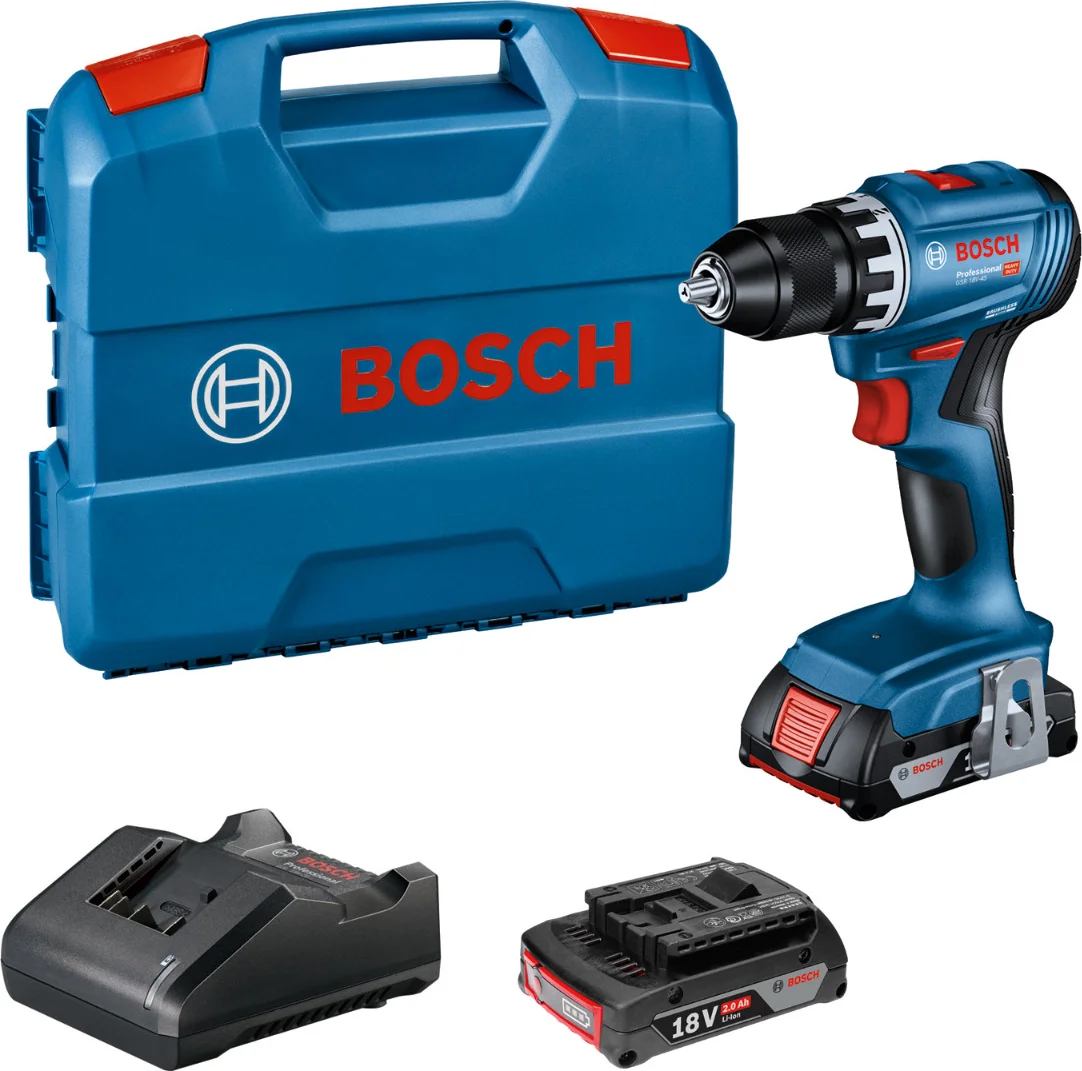 Bosch Professional GSR 18V-45 Accu schroefboormachine 18V 2.0Ah in L-Case - 06019K3202
