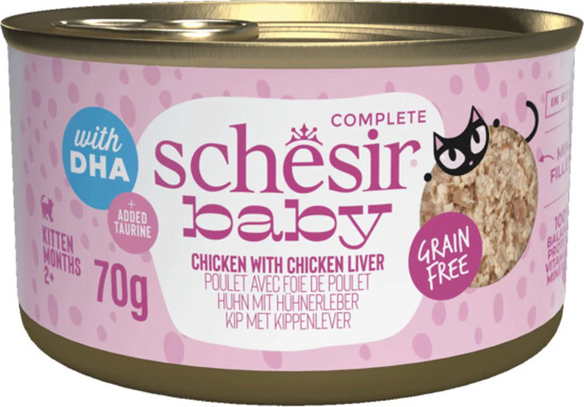 12x Schesir Baby Kitten Bouillon Kip & Lever 70 gr