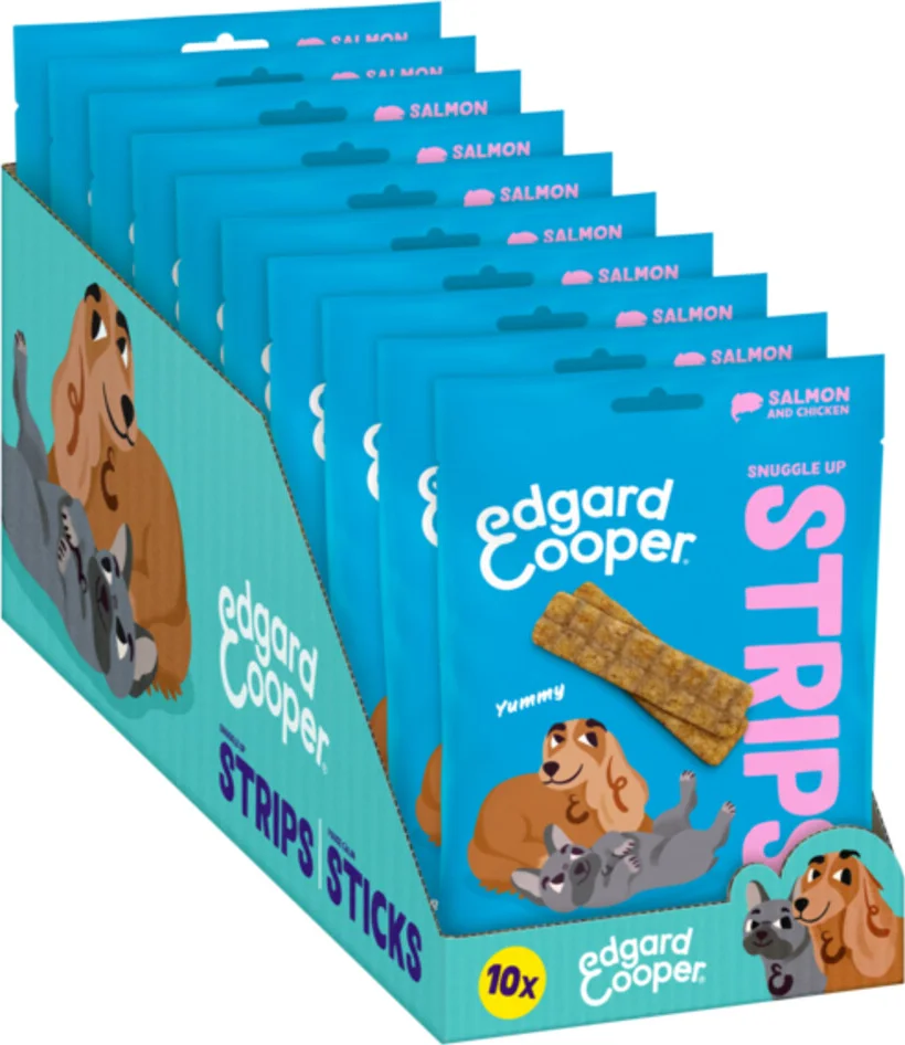 10x Edgard & Cooper Adult Strips Zalm & Kip 75 gr