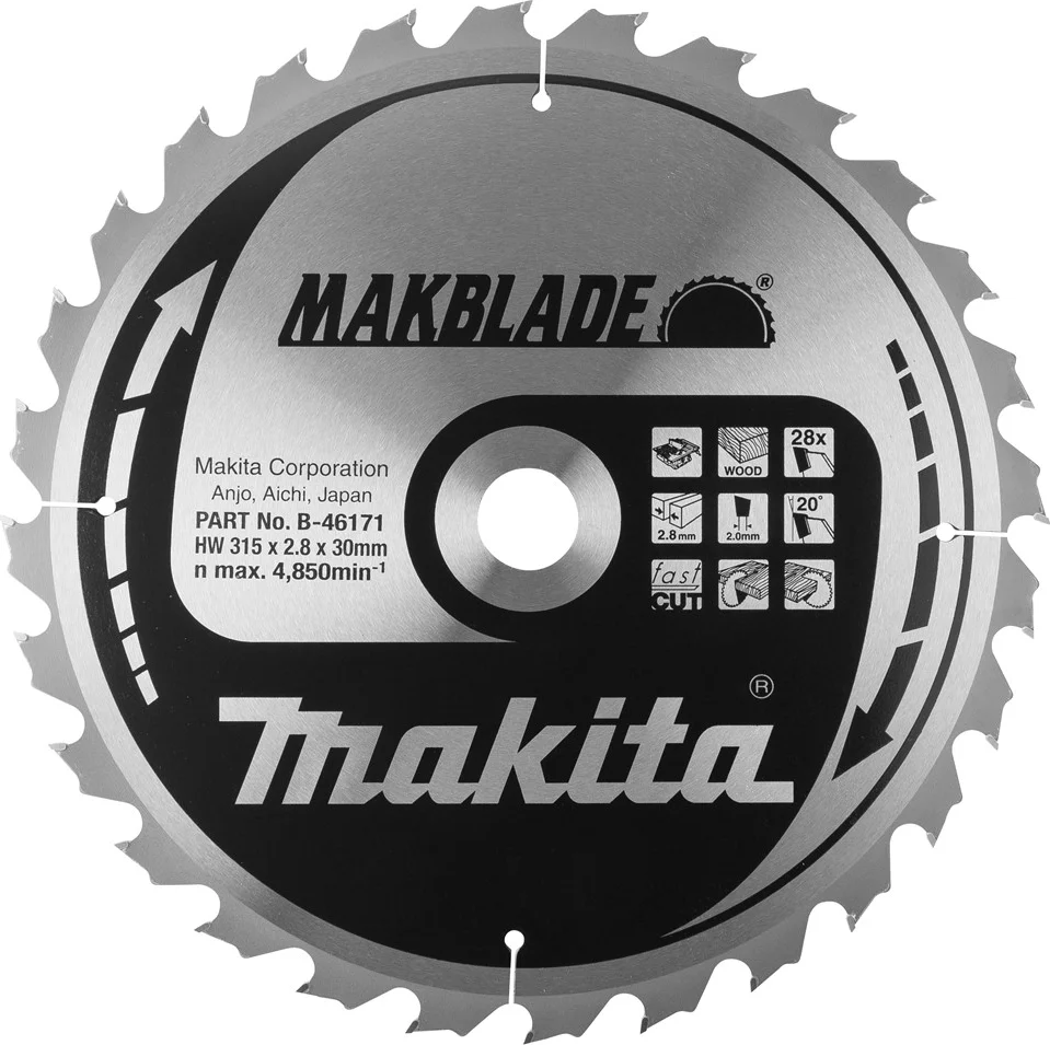 Makita Tafelzaagblad voor Hout | Makblade | Ø 315mm Asgat 30mm 60T - B-46193
