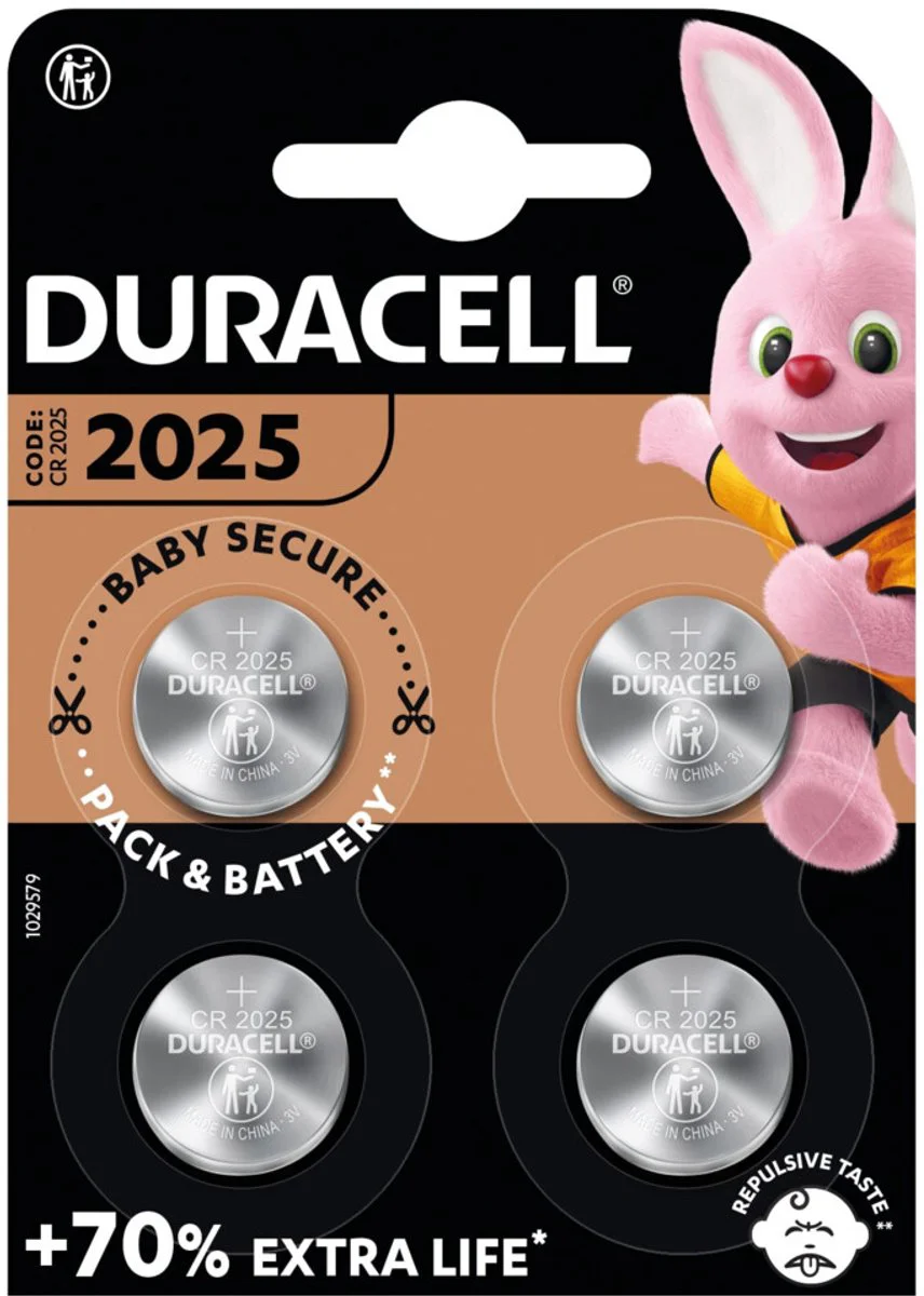 4x Duracell Knoopcelbatterijen 2025 4 stuks