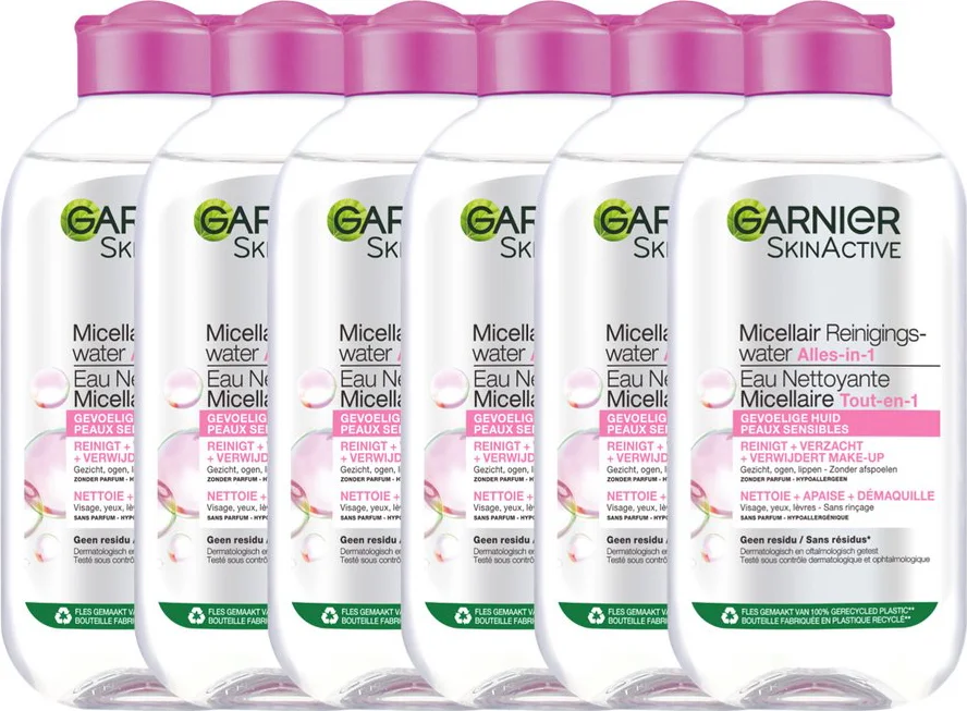 6x Garnier SkinActive Micellair Reinigingswater voor Gevoelige Huid 200 ml