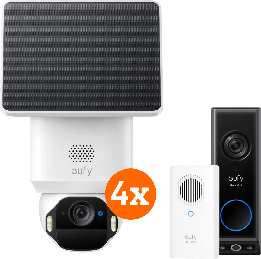 Eufy SoloCam E42 4-Pack + Video Doorbell E340 + Chime