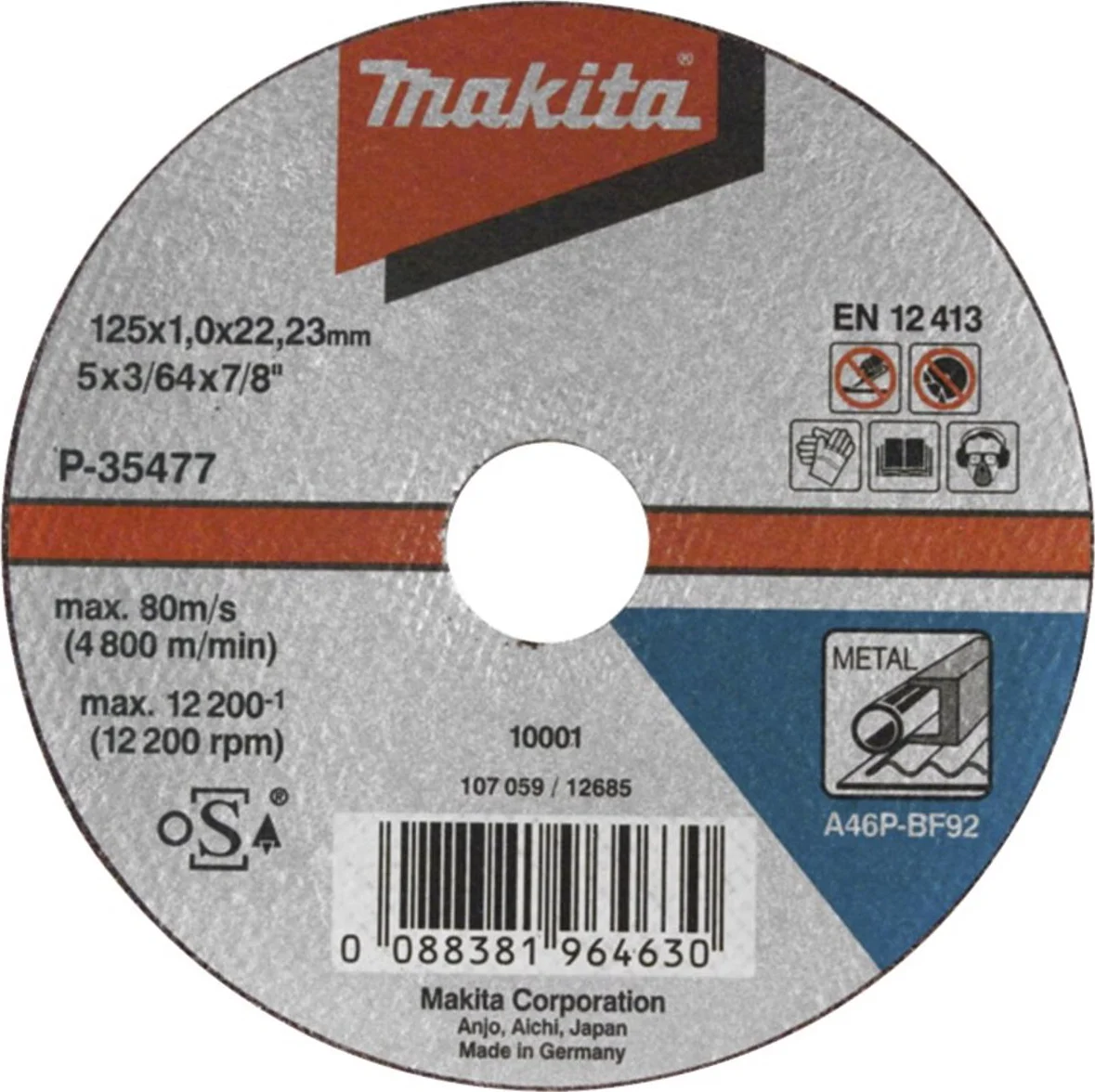 Makita A-85313 Doorslijpschijf 125x22,23x2,5mm staal