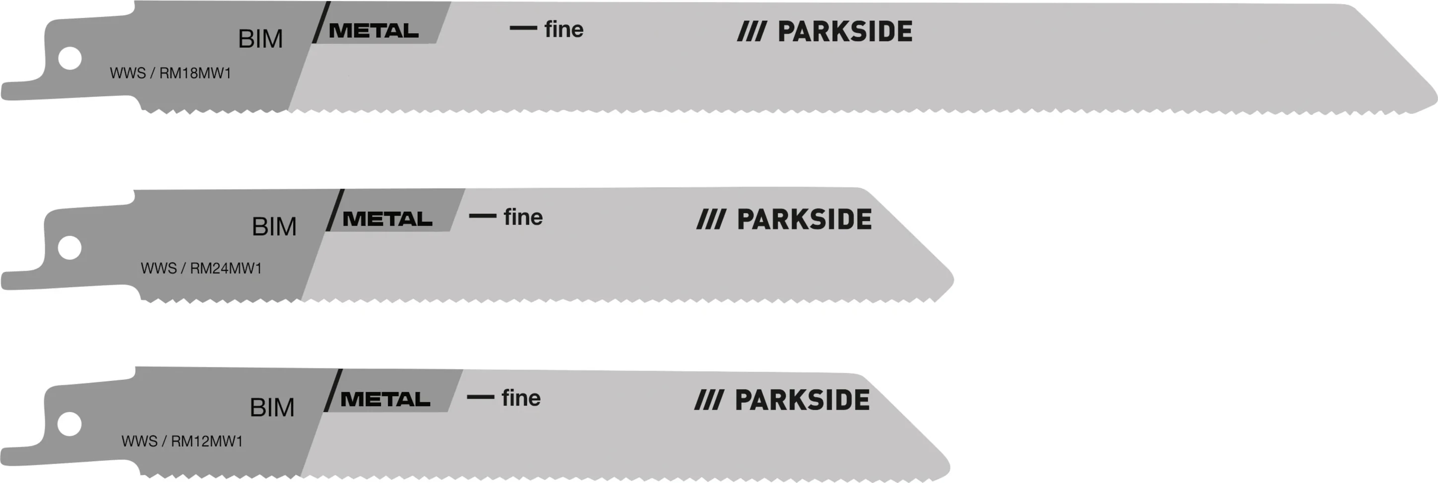 PARKSIDE Reciprozaagbladen 3-delig - hout, metaal of kunststof (Metaal 3 stuks)