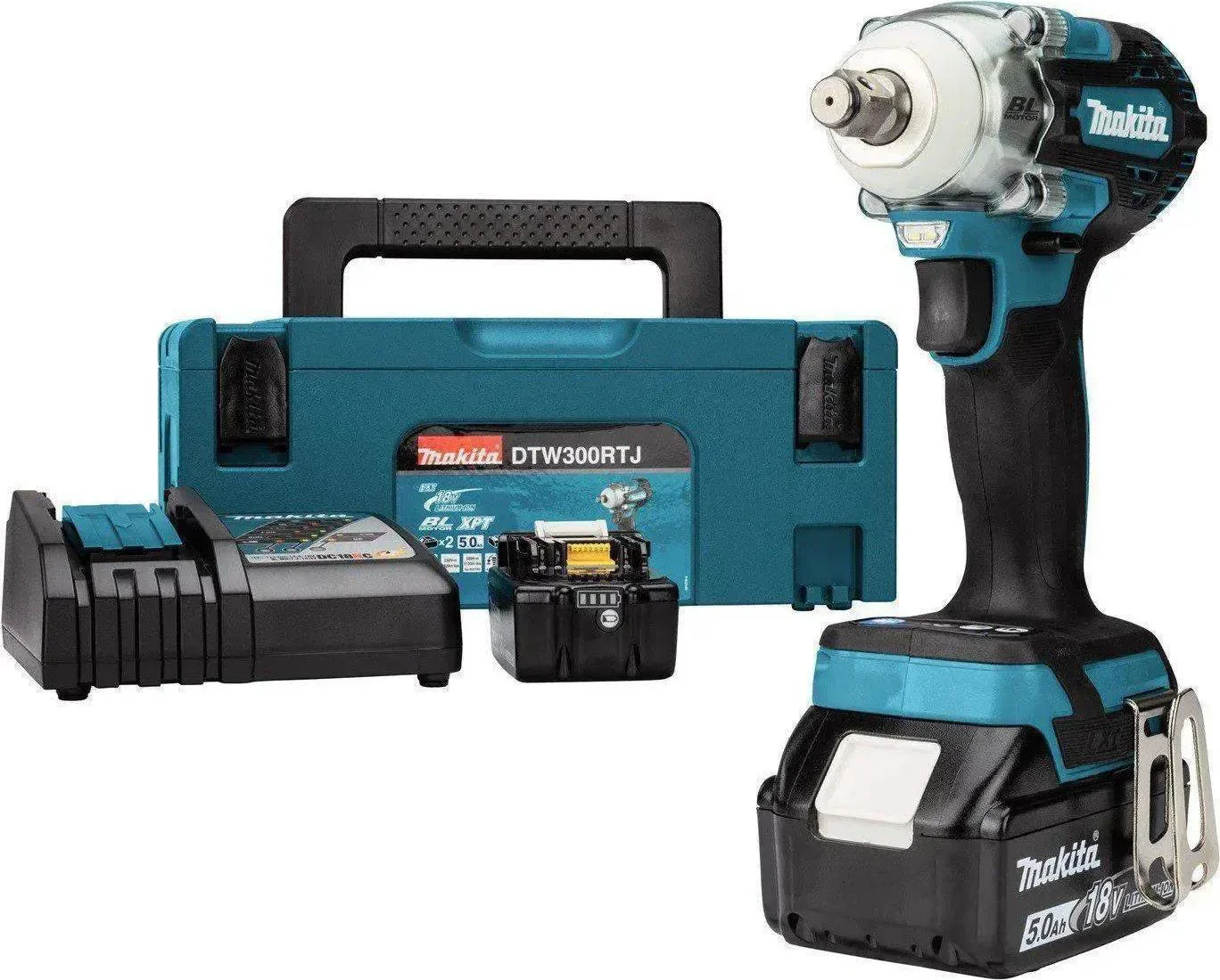 Makita DTW300RTJ Accu slagmoersleutel 330Nm 1/2" frictiering 18V 5.0Ah in Mbox