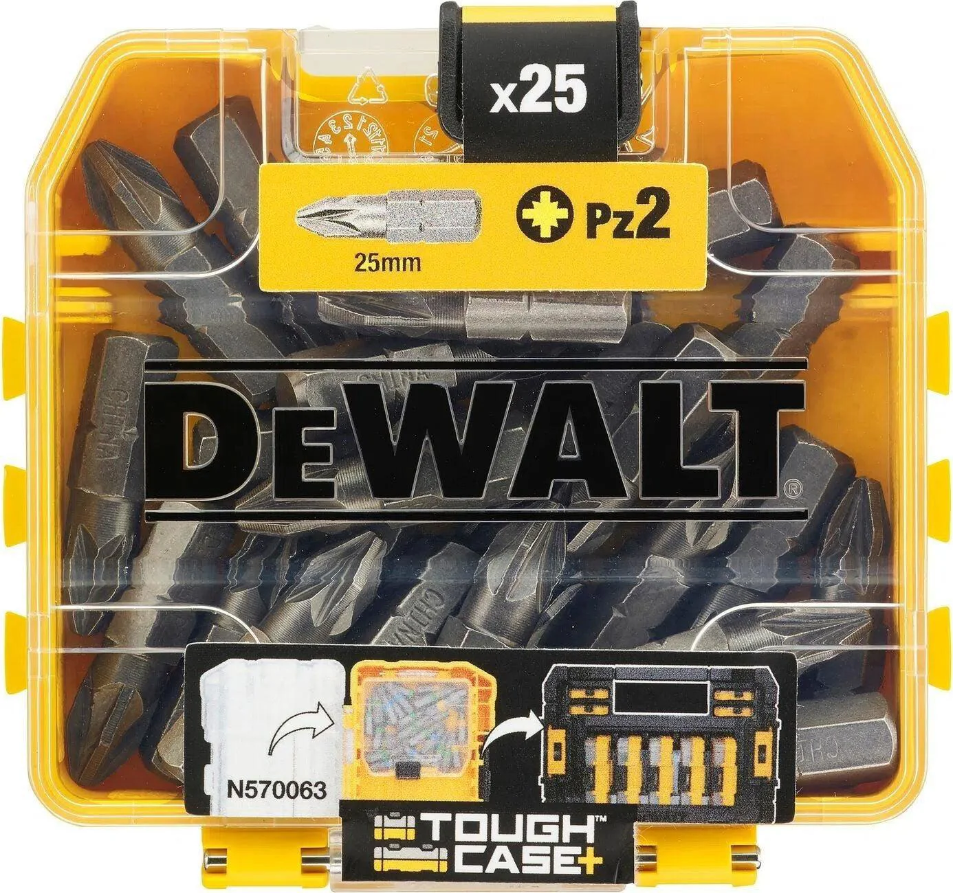 DeWALT DT71521 Schroefbits PZ2 25mm in TOUGH CASE VE=25