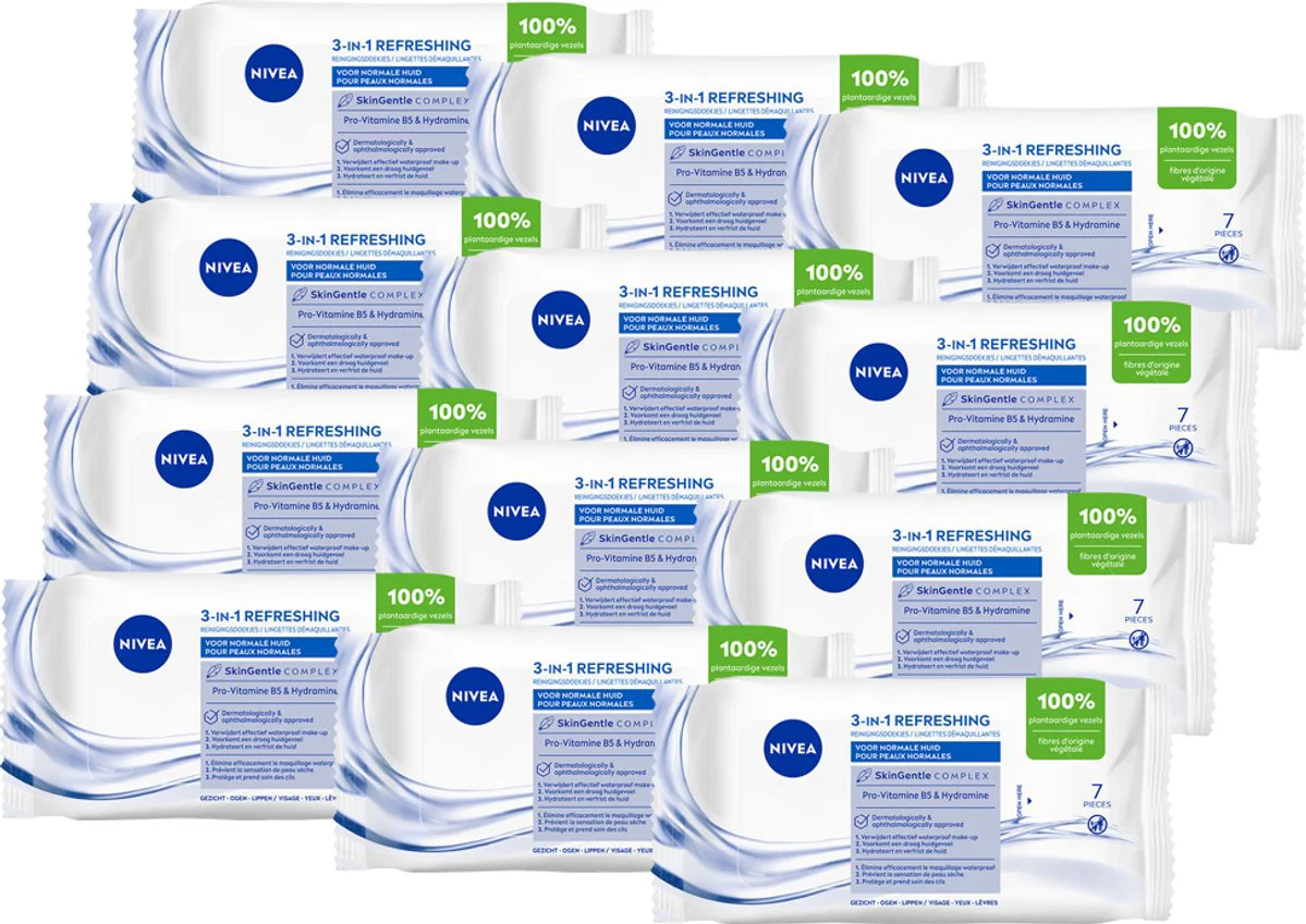 12x NIVEA Reinigingsdoekjes Mini Verfrissend 7 stuks
