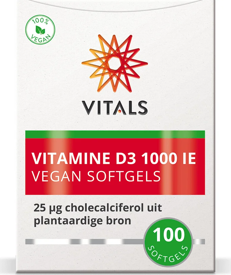 2x Vitals Vitamine D3 1000 IE 100 softgels