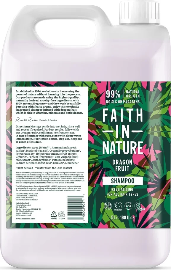 Faith in Nature Dragon Fruit Shampoo Navulverpakking 5LT