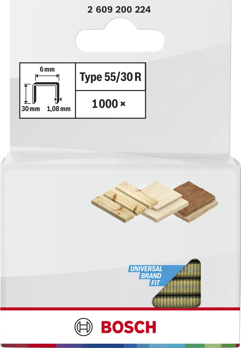 Bosch Professional Nieten type 55 | 30 mm | 6,0 x 1,08 mm | 1000 stuks - 2609200224